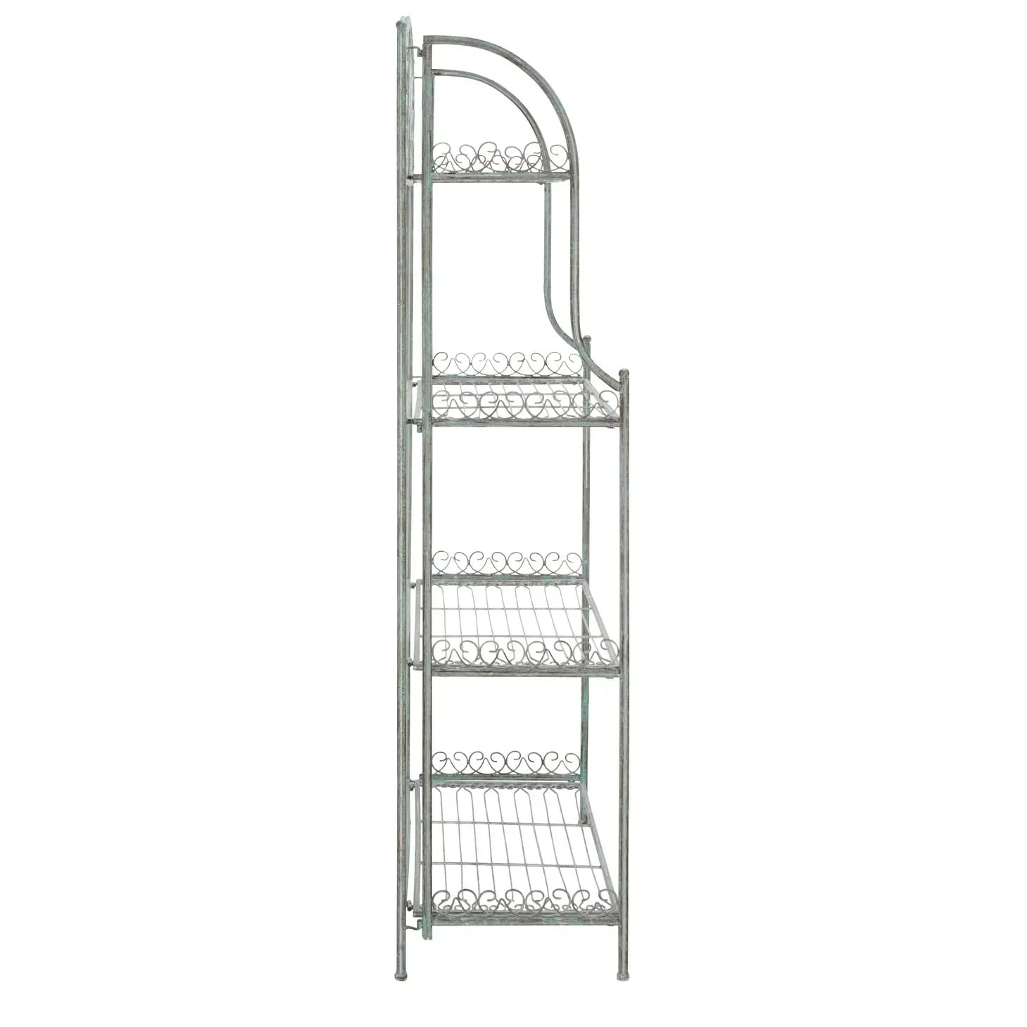 SAFAVIEH Bryn Scaffale da panettiere da esterno a 4 ripiani in ferro battuto vittoriano - 25 pollici L x 15 pollici P x 63 pollici H - 25 L x 15 P x 63 H