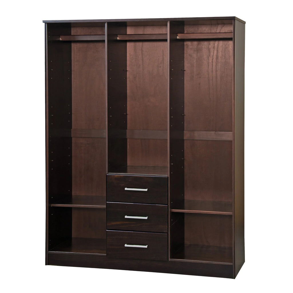 Palace Imports Armadio a 3 ante Cosmo 100% legno massello con ante in legno massello o a specchio